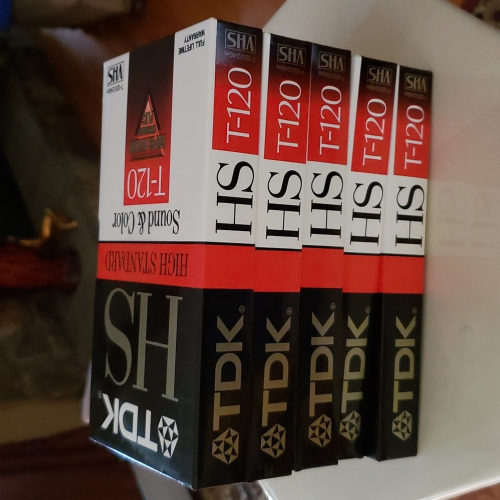 5 TDK HS T-120 Tapes NEW